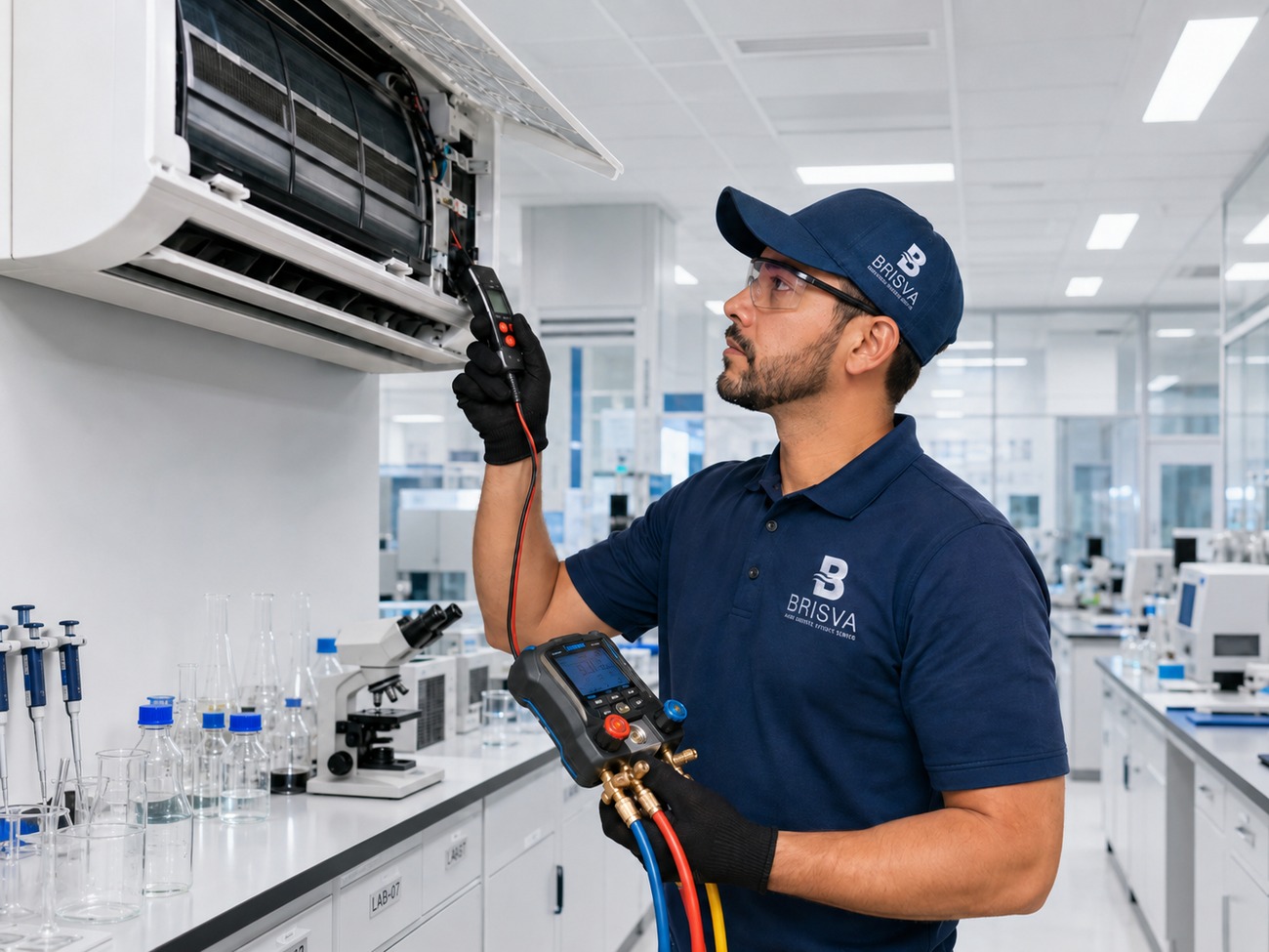 Diagnóstico técnico de aire acondicionado en laboratorio